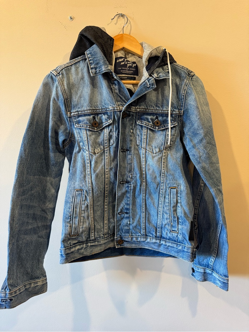 Scotch & Soda Blue Denim Jacket with Detachable Hood